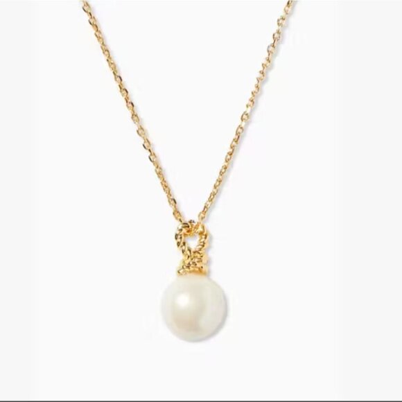 NWT Kate Spade Sailor's Knot Faux Pearl Pendant Gold Chain 17-20" Necklace $70 - Picture 1 of 8